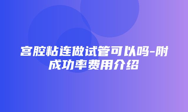 宫腔粘连做试管可以吗-附成功率费用介绍