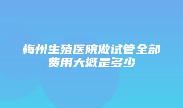 梅州生殖医院做试管全部费用大概是多少