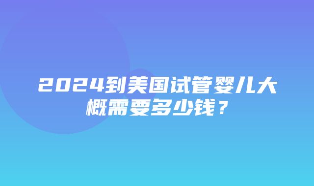 2024到美国试管婴儿大概需要多少钱？