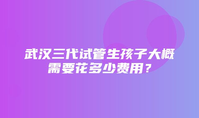 武汉三代试管生孩子大概需要花多少费用？