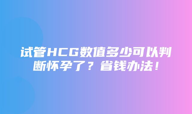 试管HCG数值多少可以判断怀孕了？省钱办法！