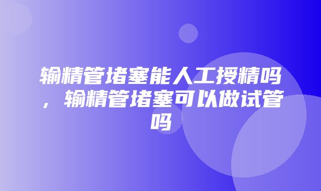 输精管堵塞能人工授精吗，输精管堵塞可以做试管吗