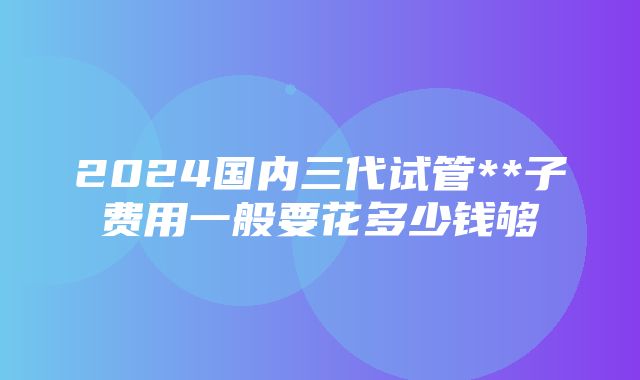 2024国内三代试管**子费用一般要花多少钱够