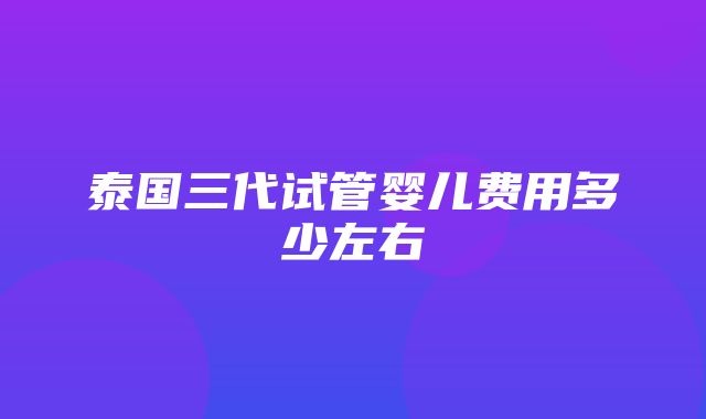 泰国三代试管婴儿费用多少左右