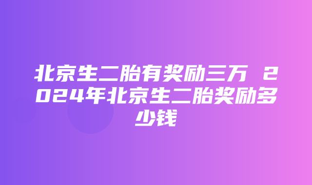 北京生二胎有奖励三万 2024年北京生二胎奖励多少钱