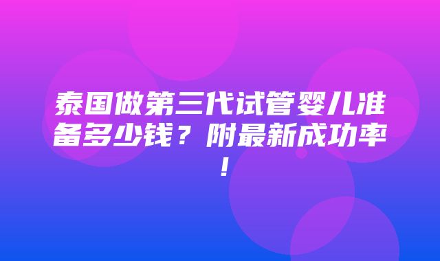 泰国做第三代试管婴儿准备多少钱？附最新成功率！