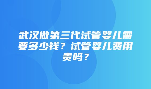 武汉做第三代试管婴儿需要多少钱？试管婴儿费用贵吗？