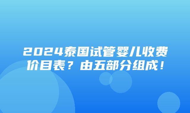 2024泰国试管婴儿收费价目表？由五部分组成！