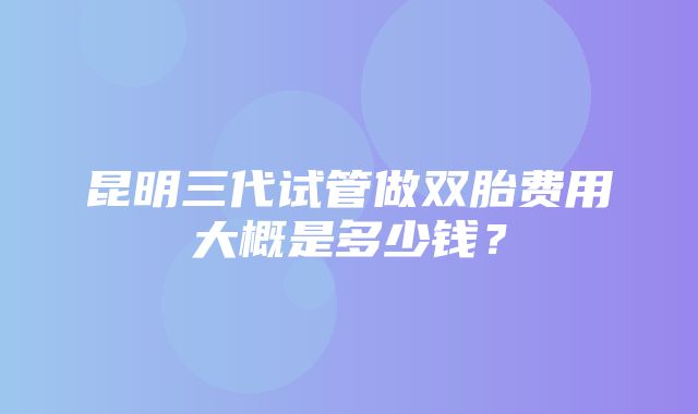 昆明三代试管做双胎费用大概是多少钱？