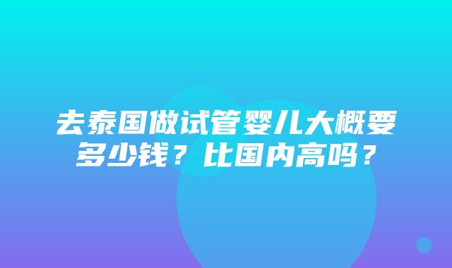 去泰国做试管婴儿大概要多少钱？比国内高吗？