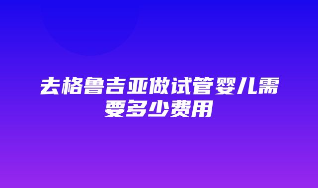 去格鲁吉亚做试管婴儿需要多少费用