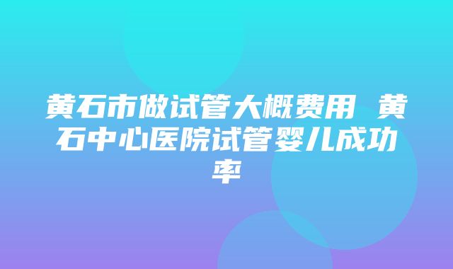 黄石市做试管大概费用 黄石中心医院试管婴儿成功率