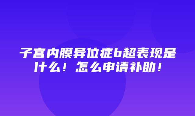 子宫内膜异位症b超表现是什么！怎么申请补助！