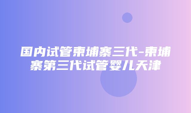 国内试管柬埔寨三代-柬埔寨第三代试管婴儿天津