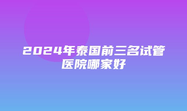 2024年泰国前三名试管医院哪家好