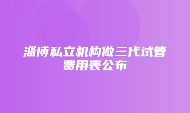 淄博私立机构做三代试管费用表公布