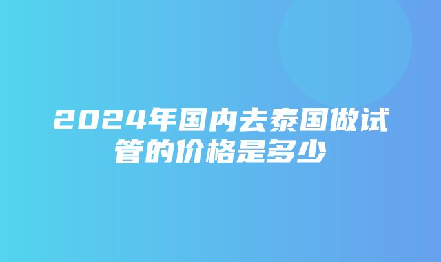 2024年国内去泰国做试管的价格是多少