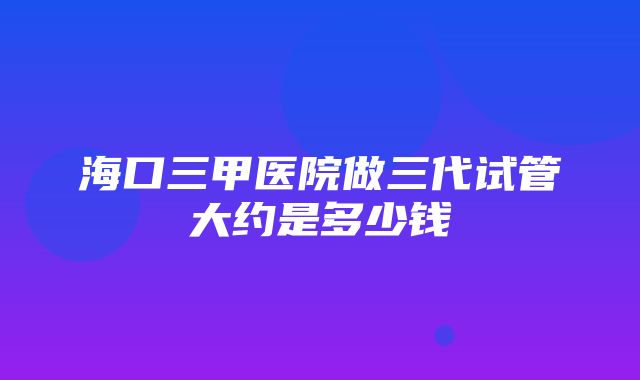 海口三甲医院做三代试管大约是多少钱