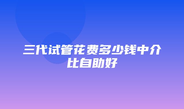 三代试管花费多少钱中介比自助好