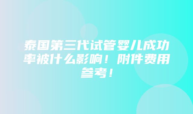 泰国第三代试管婴儿成功率被什么影响！附件费用参考！