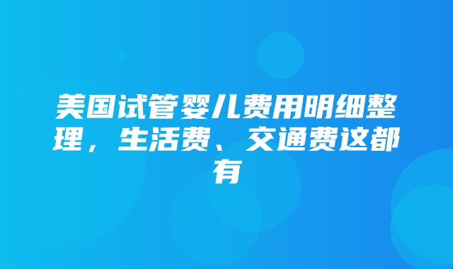 美国试管婴儿费用明细整理，生活费、交通费这都有