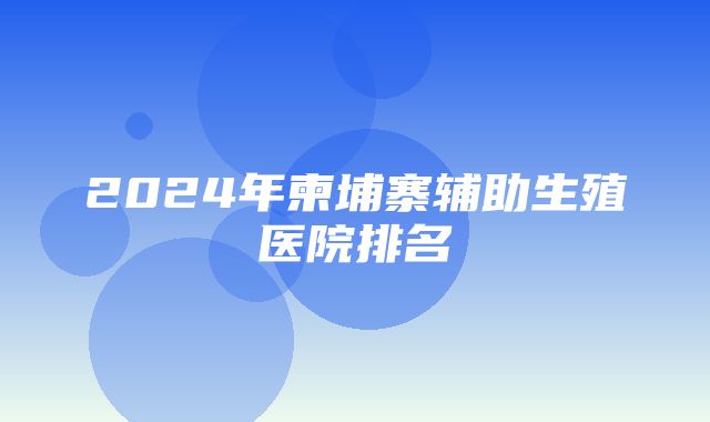 2024年柬埔寨辅助生殖医院排名