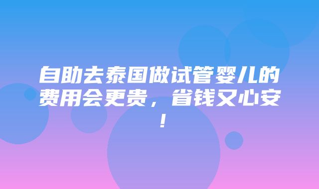 自助去泰国做试管婴儿的费用会更贵，省钱又心安！