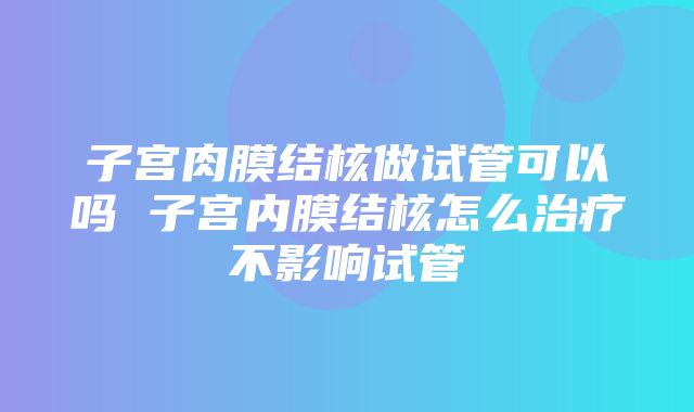 子宫肉膜结核做试管可以吗 子宫内膜结核怎么治疗不影响试管