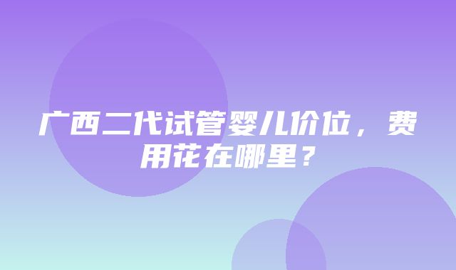 广西二代试管婴儿价位，费用花在哪里？