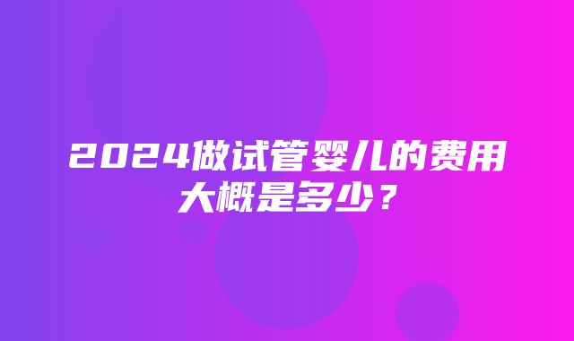 2024做试管婴儿的费用大概是多少？