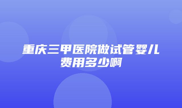 重庆三甲医院做试管婴儿费用多少啊