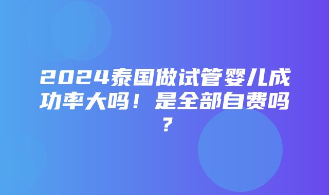 2024泰国做试管婴儿成功率大吗！是全部自费吗？