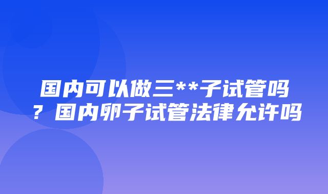 国内可以做三**子试管吗？国内卵子试管法律允许吗