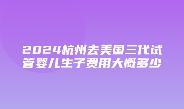 2024杭州去美国三代试管婴儿生子费用大概多少