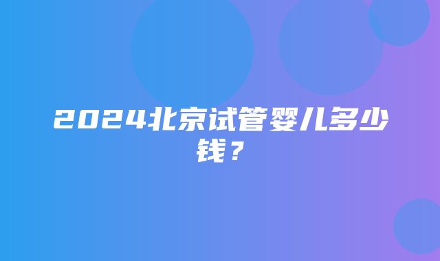 2024北京试管婴儿多少钱？