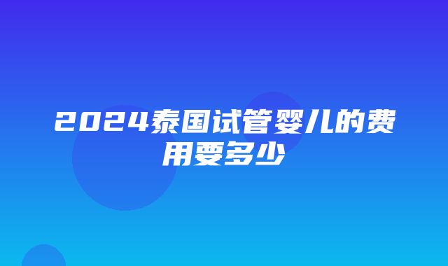 2024泰国试管婴儿的费用要多少