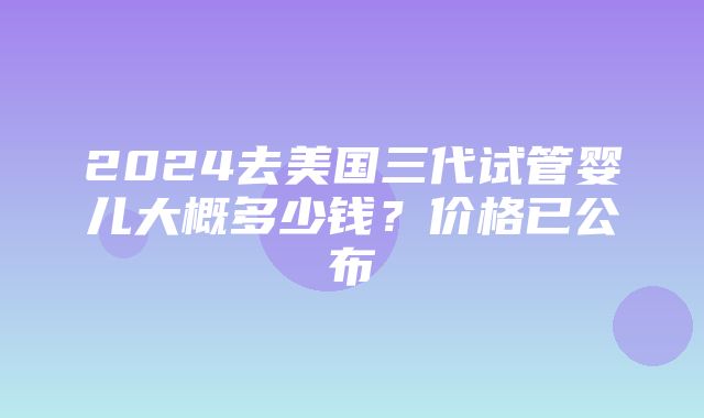 2024去美国三代试管婴儿大概多少钱？价格已公布