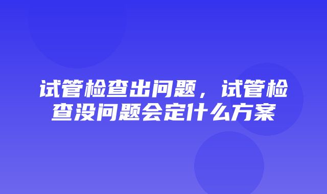 试管检查出问题，试管检查没问题会定什么方案