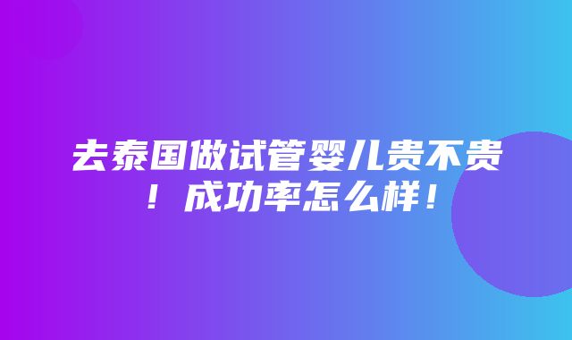 去泰国做试管婴儿贵不贵！成功率怎么样！