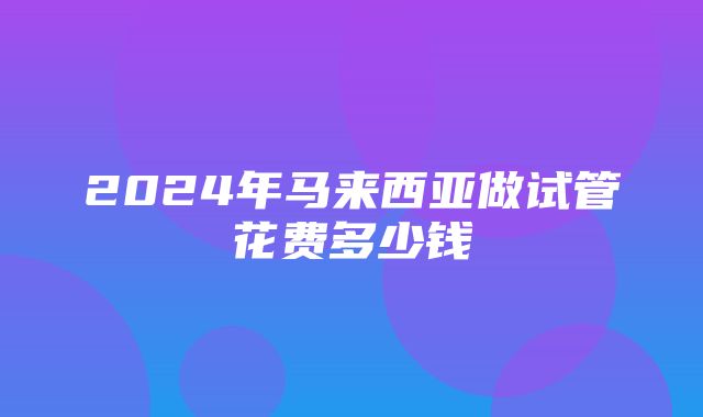 2024年马来西亚做试管花费多少钱