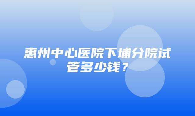 惠州中心医院下埔分院试管多少钱？