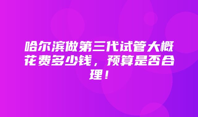 哈尔滨做第三代试管大概花费多少钱，预算是否合理！