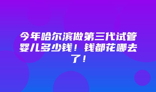 今年哈尔滨做第三代试管婴儿多少钱！钱都花哪去了！