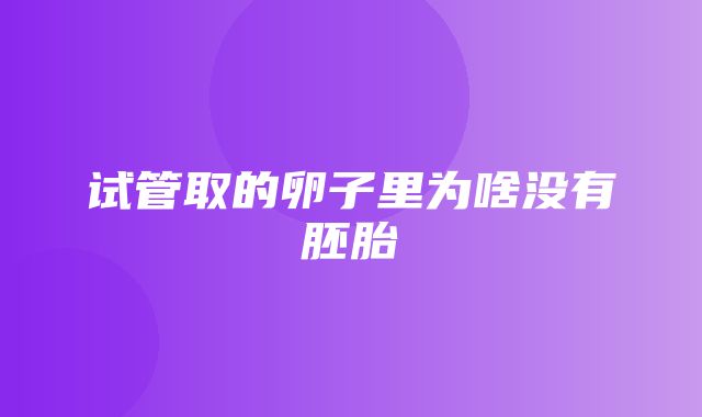 试管取的卵子里为啥没有胚胎