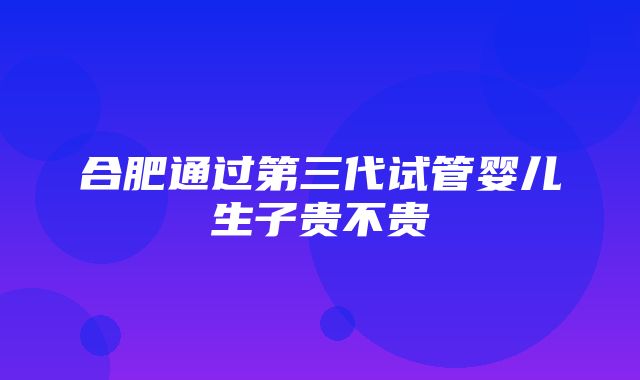 合肥通过第三代试管婴儿生子贵不贵