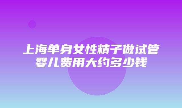 上海单身女性精子做试管婴儿费用大约多少钱