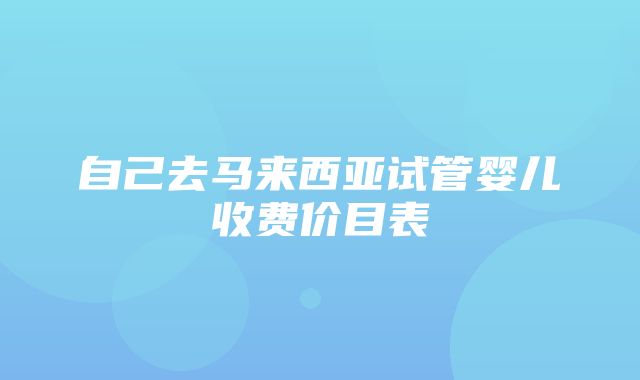 自己去马来西亚试管婴儿收费价目表