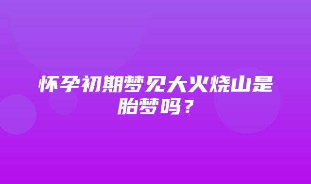 怀孕初期梦见大火烧山是胎梦吗？