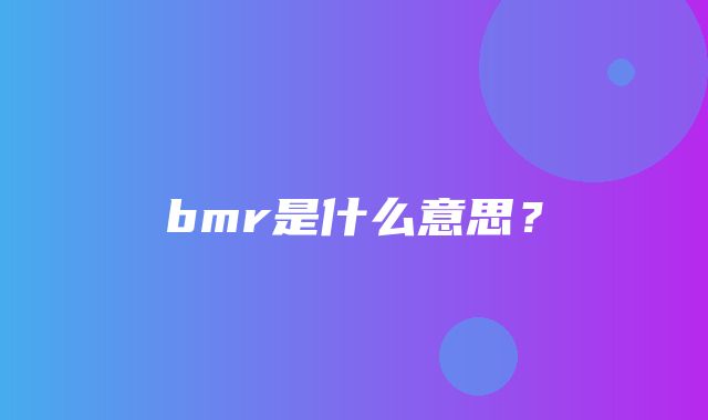 bmr是什么意思？