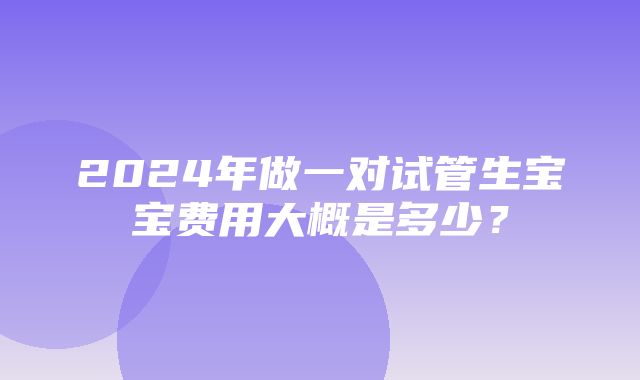 2024年做一对试管生宝宝费用大概是多少？